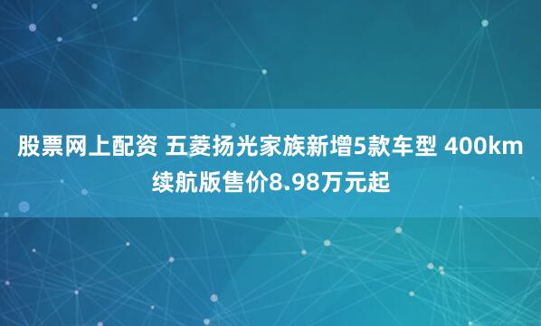 股票网上配资 五菱扬光家族新增5款车型 400km续航版售价8.98万元起
